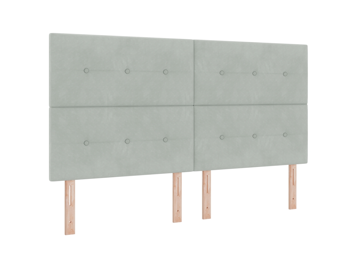 Conjunto 1 Cama Box Vidaxl Cinzento-claro Veludo (200 X 180 Cm)