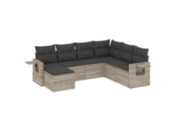 Conjunto de 7 Sofás Jardim com Almofadões Vime Pe Cinzento Claro MAISON EXCLUSIVE (7 pcs)