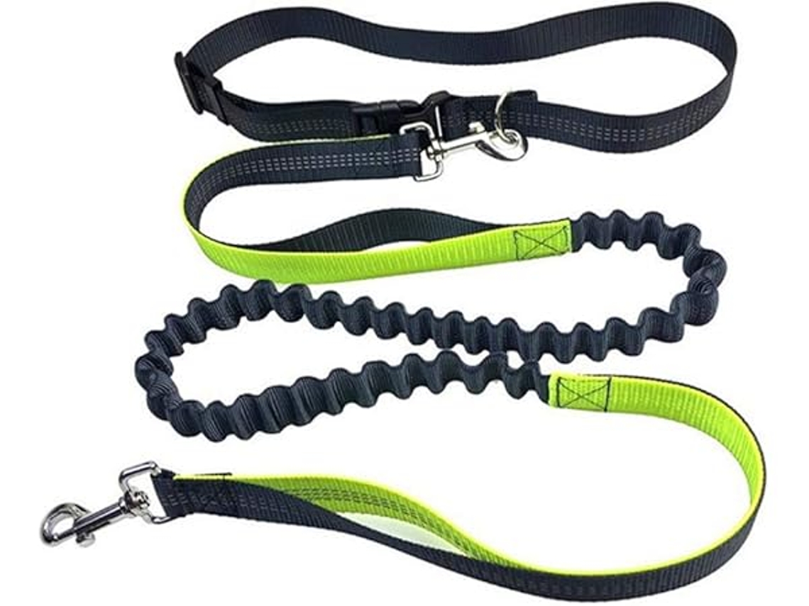 Trela Cinza Sem Pinos, com Cinto Ajustável e Corda Elástica, para Correr, Costuras Refletoras, Ergonômico, Uso Diário STELASPLEN