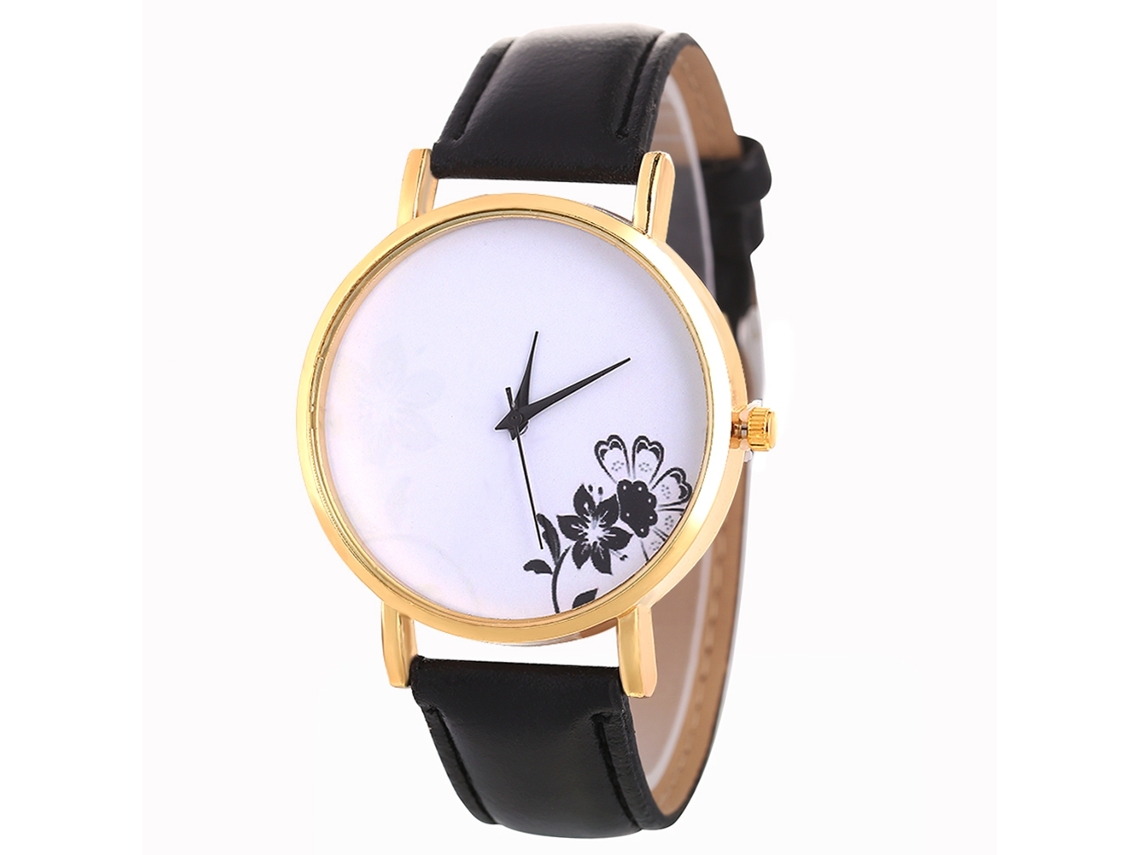 Reloj De Cuarzo Con Correa De Cuero Simple Y Moderno Para Decoración (negro)