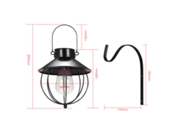 Lâmpada de Parede Solar Vintage Pendente Externa Controle de Luz Sensível Ip65 Jardim Pátio Caminho