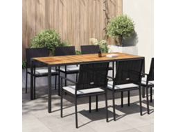 Vidaxl Mesa De Jardim 190x90x75 Cm Vime Pe E Acácia Maciça Preto