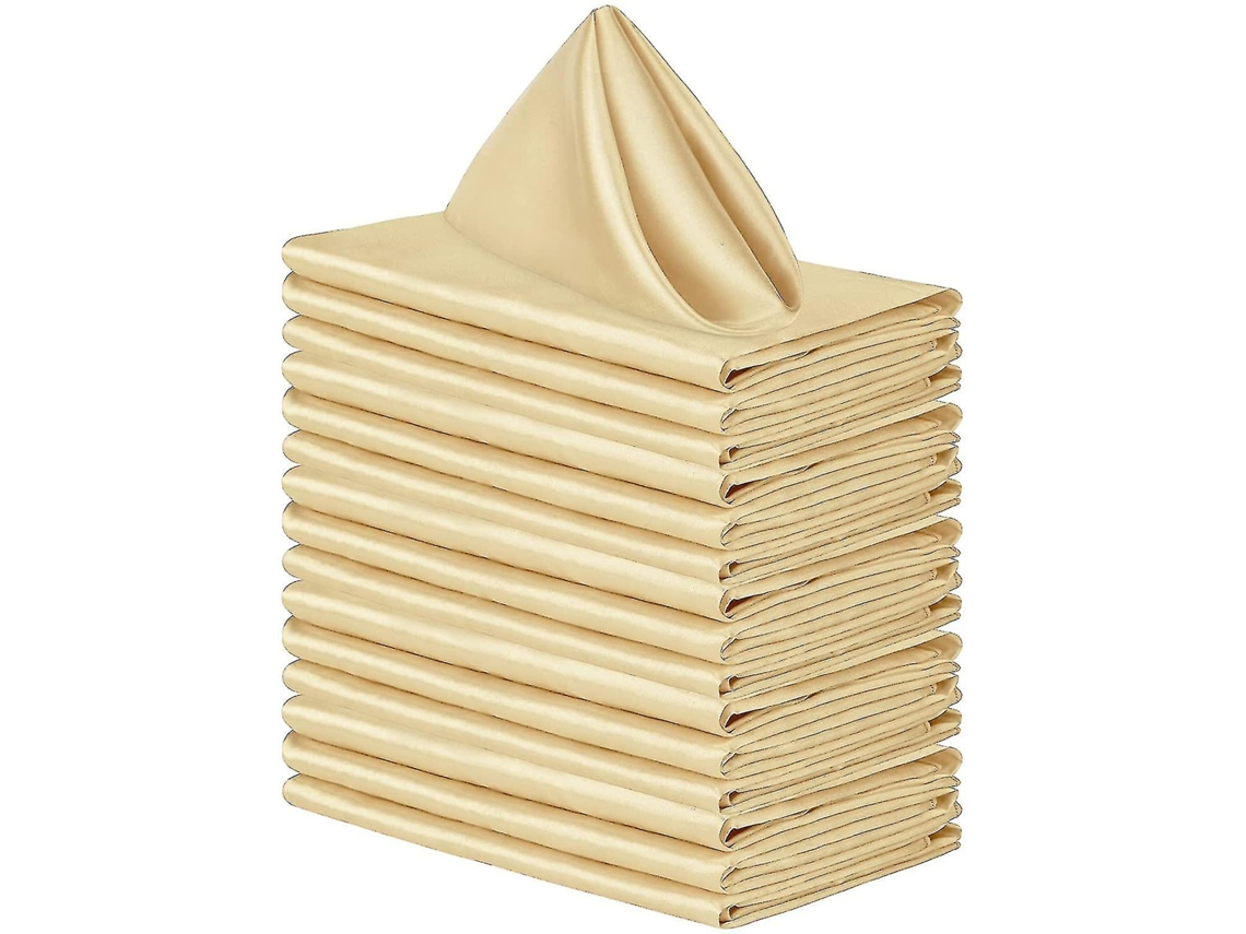 Rebe 12 Toalhas de Tela Satinadas Reutilizáveis, 17x17 Ou 20x20 Polegadas para Casamentos e Mesas Decorativas 50*50cm Champanhe