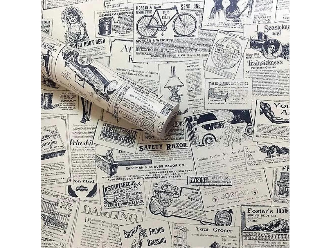 Rebe papel Pintado Autoadhesivo Vintage, 45cm X 10m, Pvc Impermeable, Desmontable para Muebles Y Paredes
