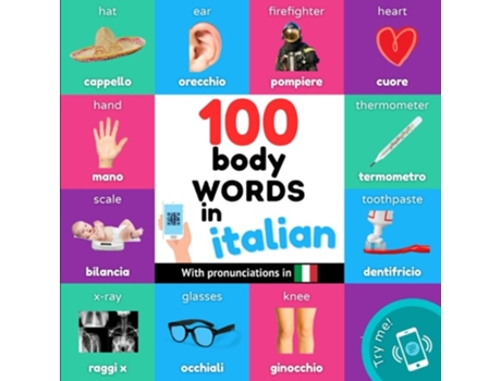 Livro 100 body words in italian de YukiSmart (Inglês)