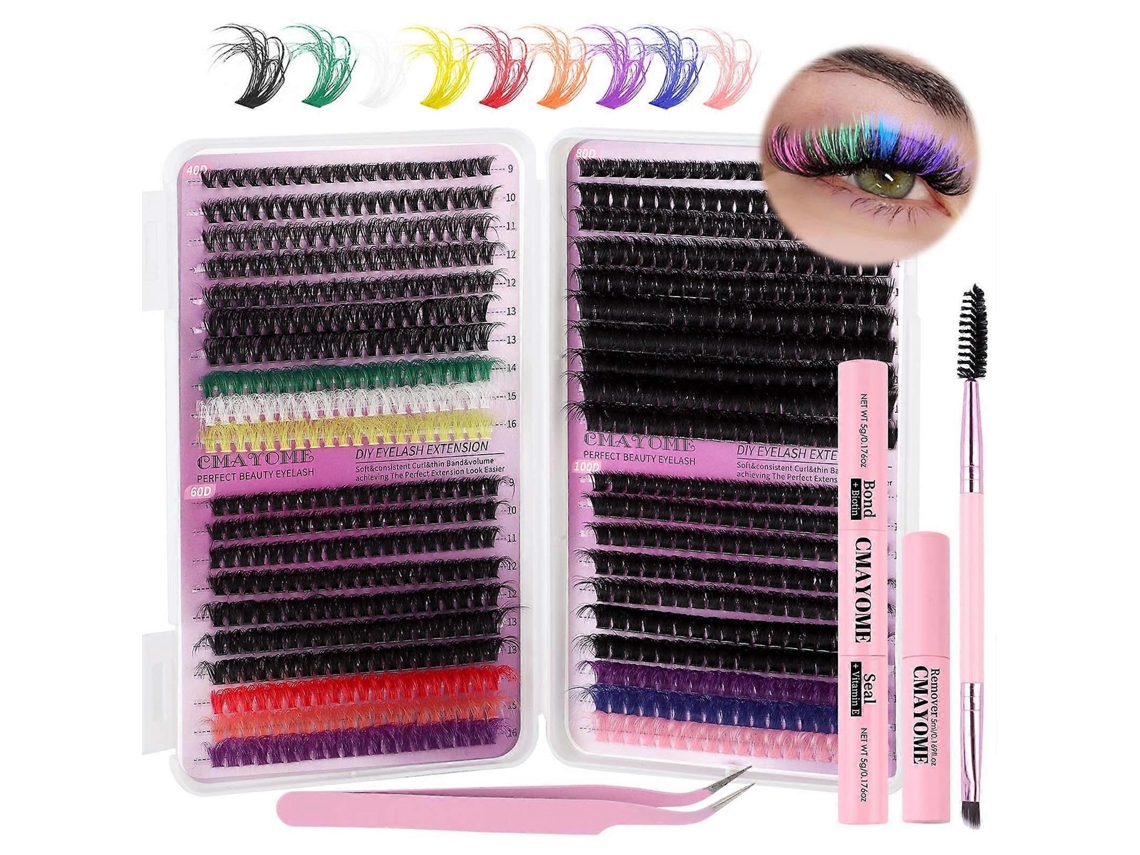 Kit De Extensão De Cílios Postiços Com Curvatura D, 782 Peças, Cílios Individuais Pretos E Coloridos. Hengjian