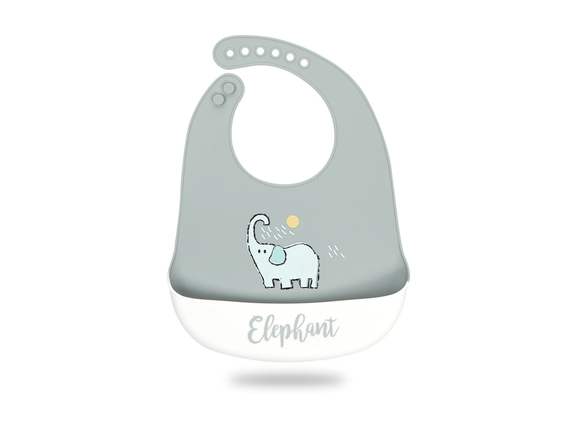 Babete De Silicone Ultrafino E Impermeável Para Bebés Elefante