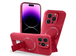 Capa Tkdaddy Para Iphone 14 Pro Max Com Suporte, Textura De Fibra De Carbono, Pc Capa De Tpu Vermelha