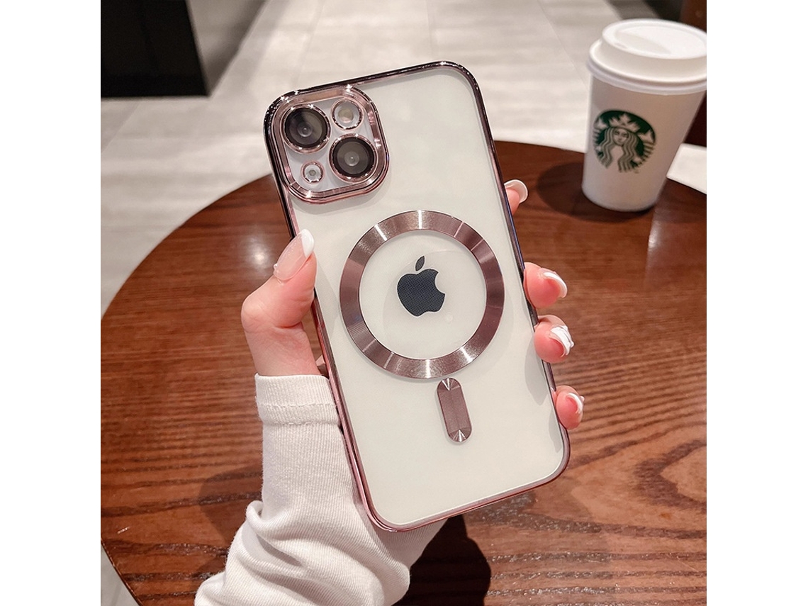 Capa Magnética Eletroplaqueada Transparente Para Iphone 17 Com Protetor De Lente Magnético.