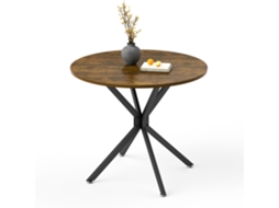 Mesa Redonda 90 Cm Madeira Marrom com Base Metálica LAMAISON