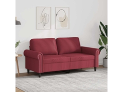 Vidaxl Sofá De 2 Lugares 140 Cm Couro Artificial Vermelho Tinto