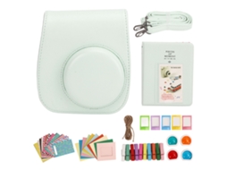 Funda Protectora De Pu Para Cámara Instantánea Fujifilm Instax Mini 12 Con Álbum, Filtros, Marcos Colgantes Y Pegatinas Coloridas (verde)