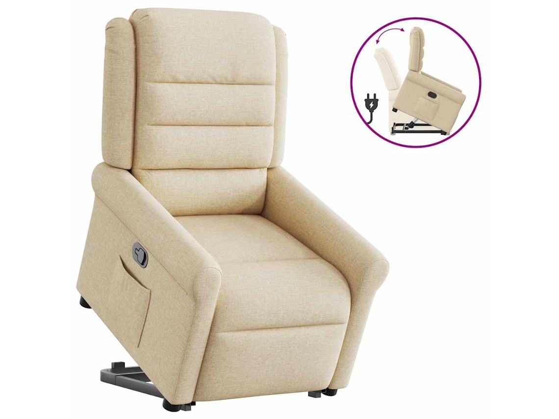 Cadeira reclinável VIDAXL Creme Tecido