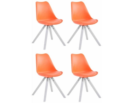 Conjunto De 4 Cadeiras Toulouse Em Imitação De Pele Square Laranja/branco Clp