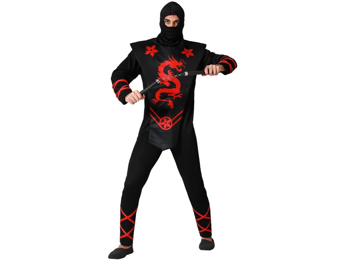 Fantasia masculina de dragão vermelho ninja