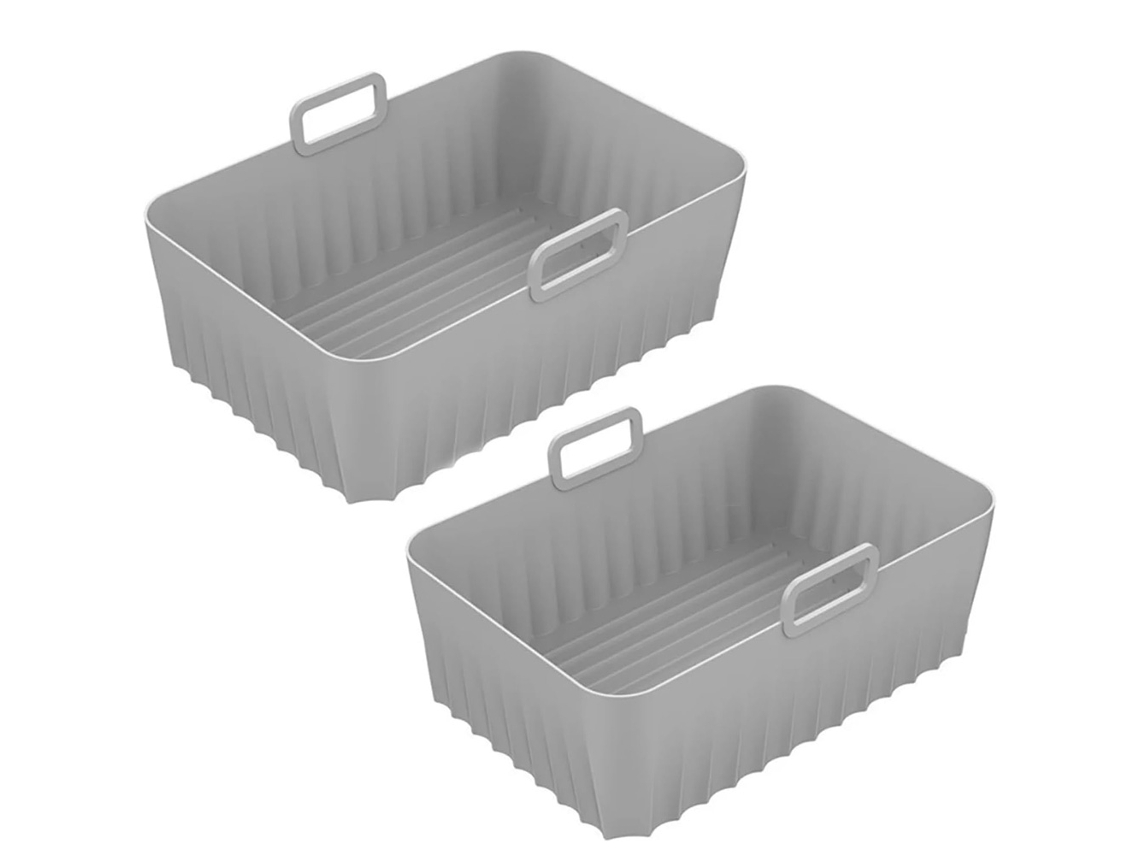 Forro Retangular De Silicone Reutilizável Para Fritadeira A Ar, Adequado Para Forno E Fritadeira A Ar Com Cesto Duplo, Acessórios De Cozinha(cinza)