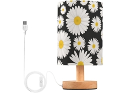 Abajur De Cabeceira Mnsruu Little Daisy Lindo Led Cúpula Tecido Pequeno Para Quarto E Sala Estar Lâmpada Inclusa