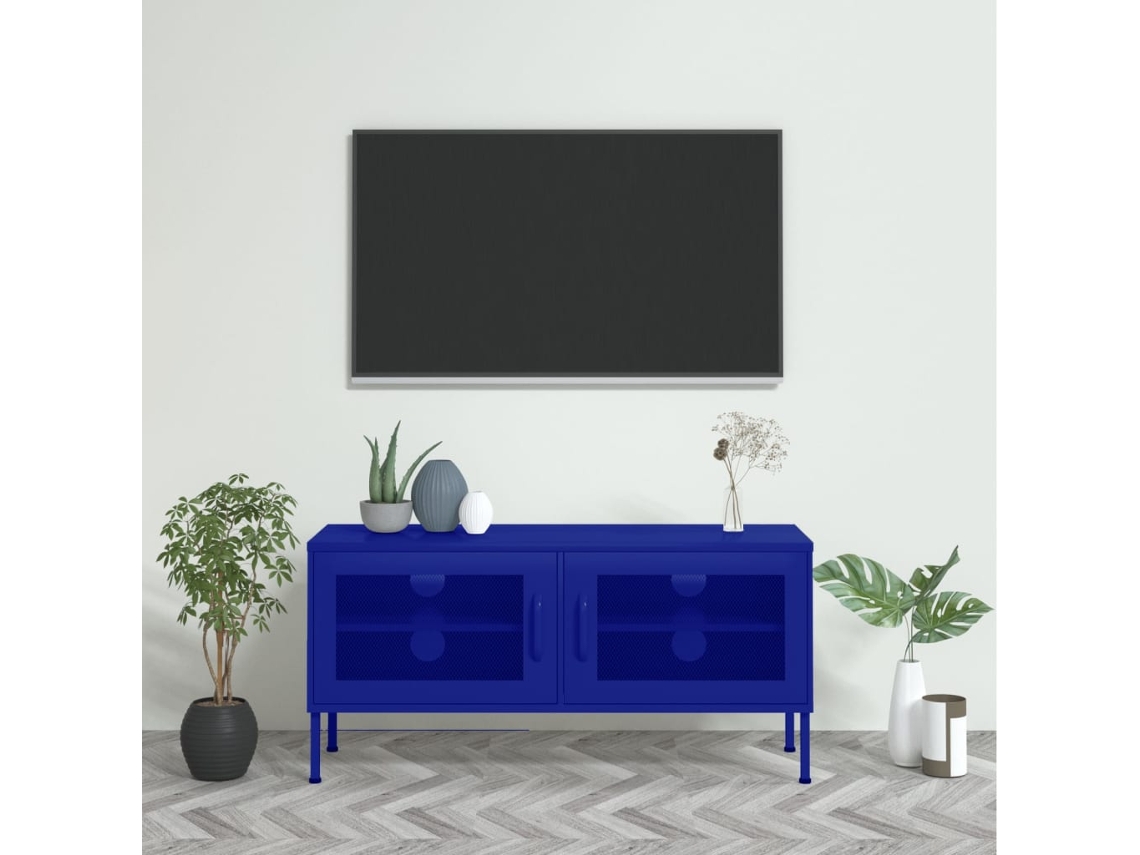 Vidaxl Móvel De Tv Aço 105x35x50 Cm Azul-marinho