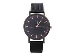 Relógio de Pulso Masculino de Quartzo com Pulseira de Malha Display Analógico Redondo Preto