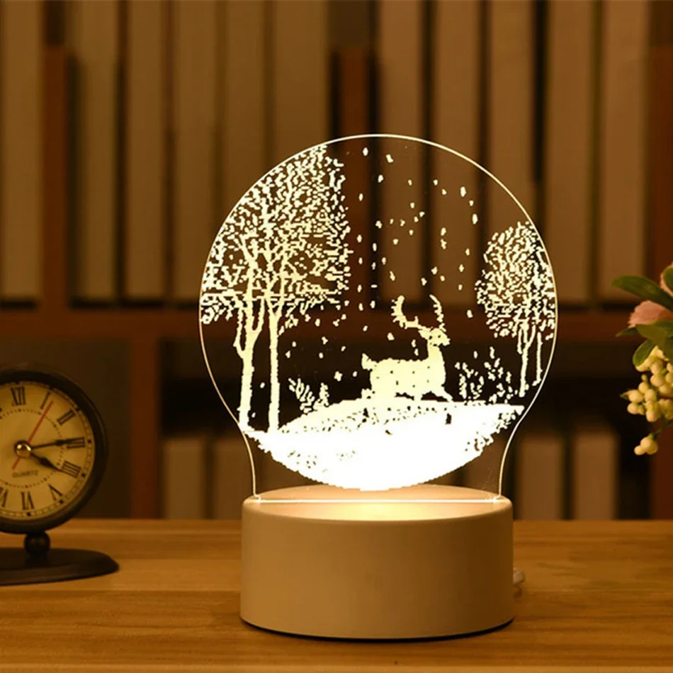 Luminária Noturna Led Usb 3d em Acrílico , Ideal para Decoração de Casa e Quarto. MDUG (7 Cores)