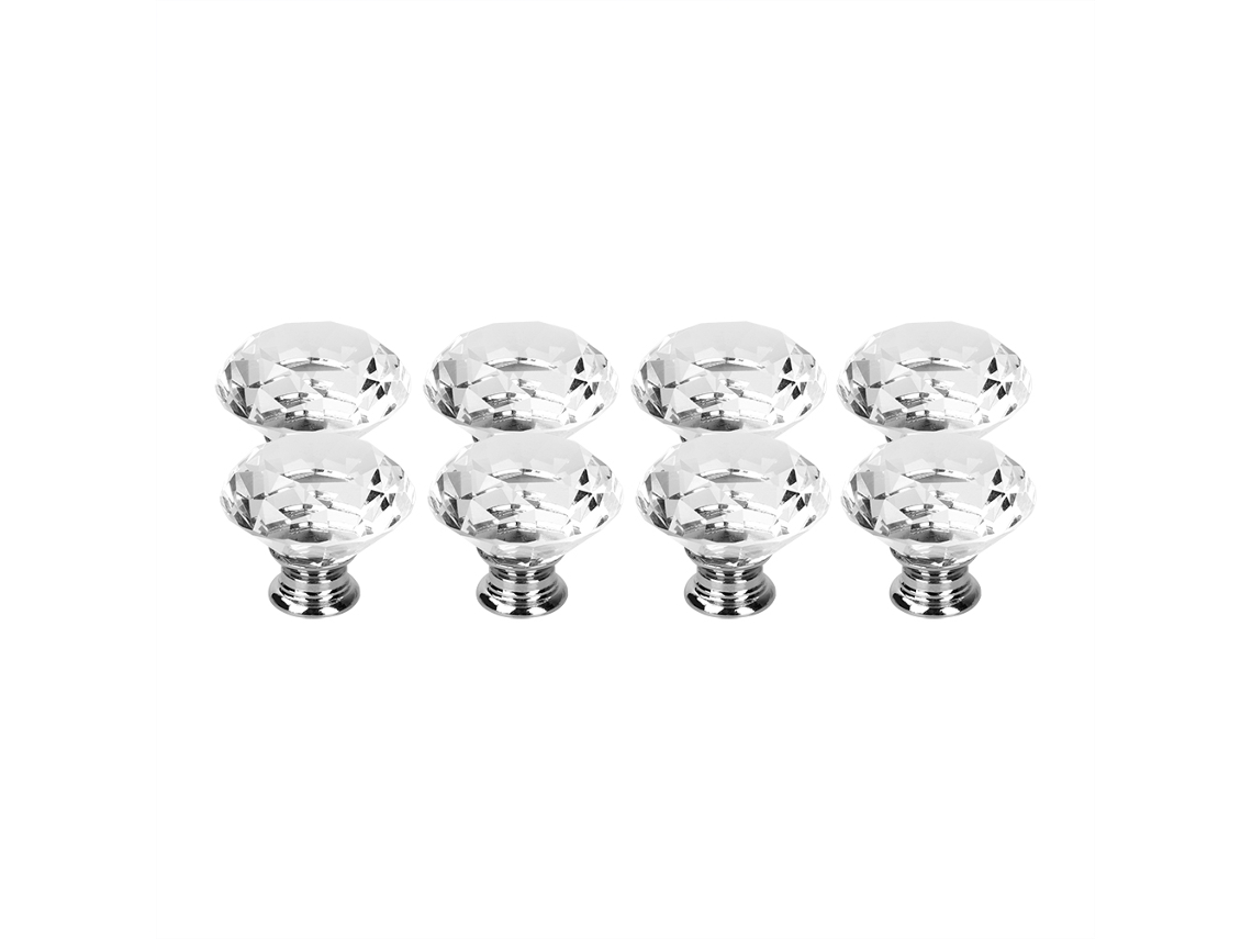 Puxadores De Cristal Laxiscreed, Conjunto De 8, 40mm, Transparentes Para Armários E Gavetas