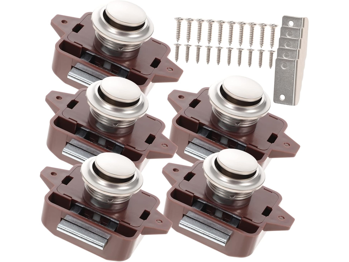 Conjunto De 5 Travas Botão Para Portas E Armários Trailers.
