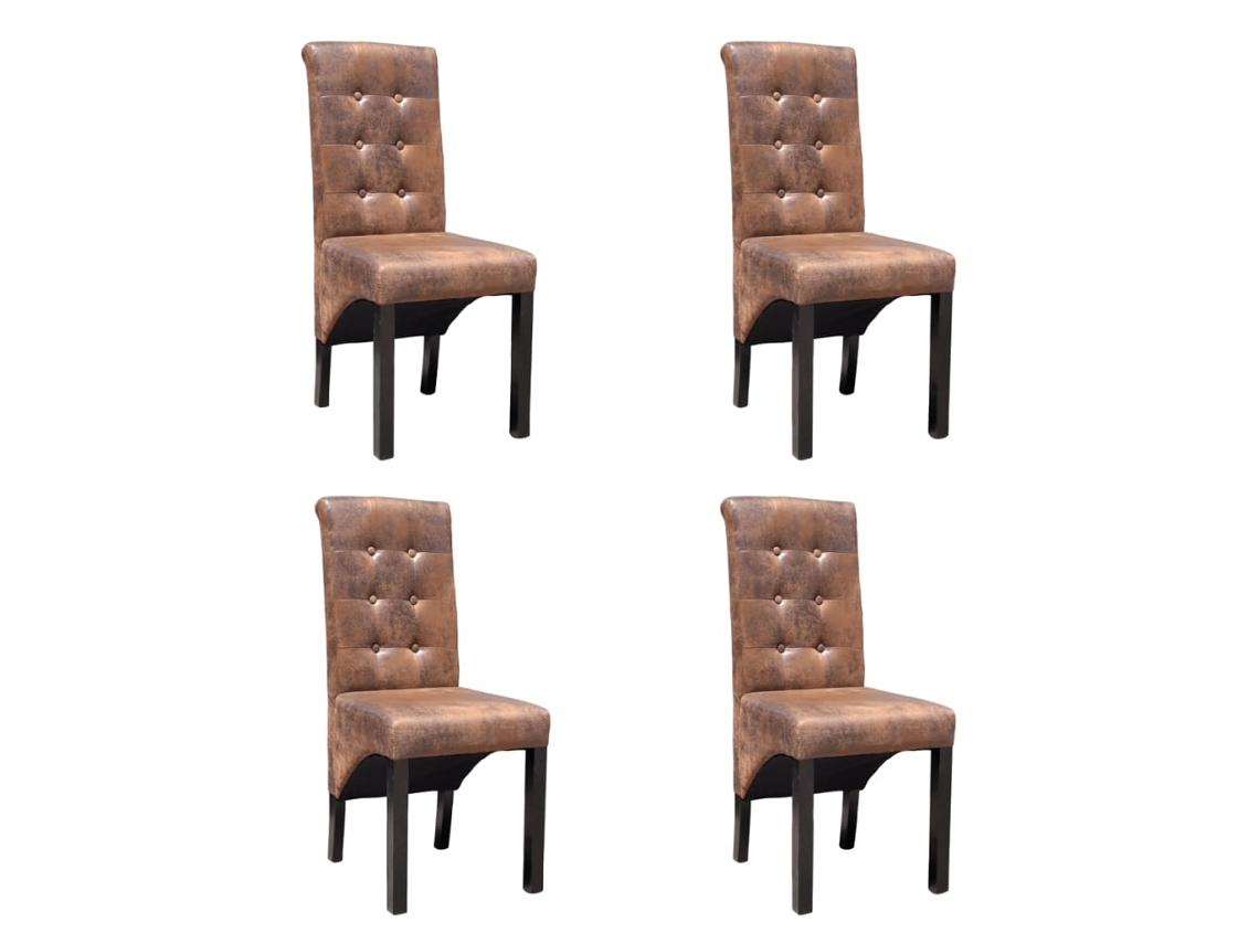 Vidaxl Cadeiras De Jantar 4 Pcs Couro Artificial Castanho