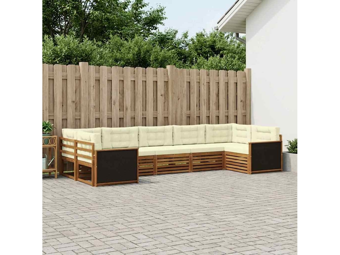 Vidaxl Conjunto De Sofás Para Exterior 7 Unid. Natural E Creme