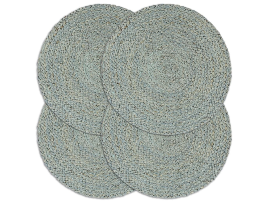 Vidaxl Individuais Mesa 4 Pcs Juta Liso 38 Cm Redondo Verde Azeitona