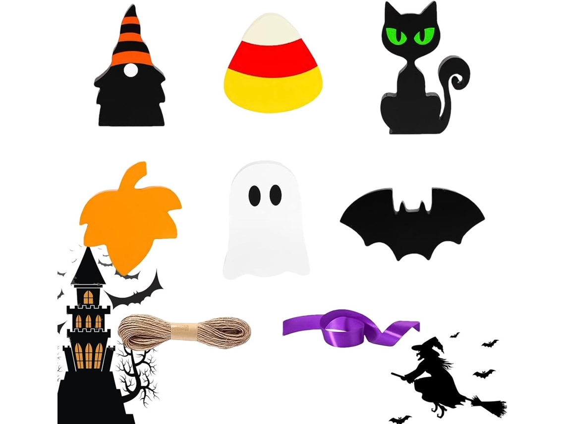 Conjunto De Decorações De Bandeja De Vários Andares Para O Halloween, Com Tema De Gato E Fantasma.