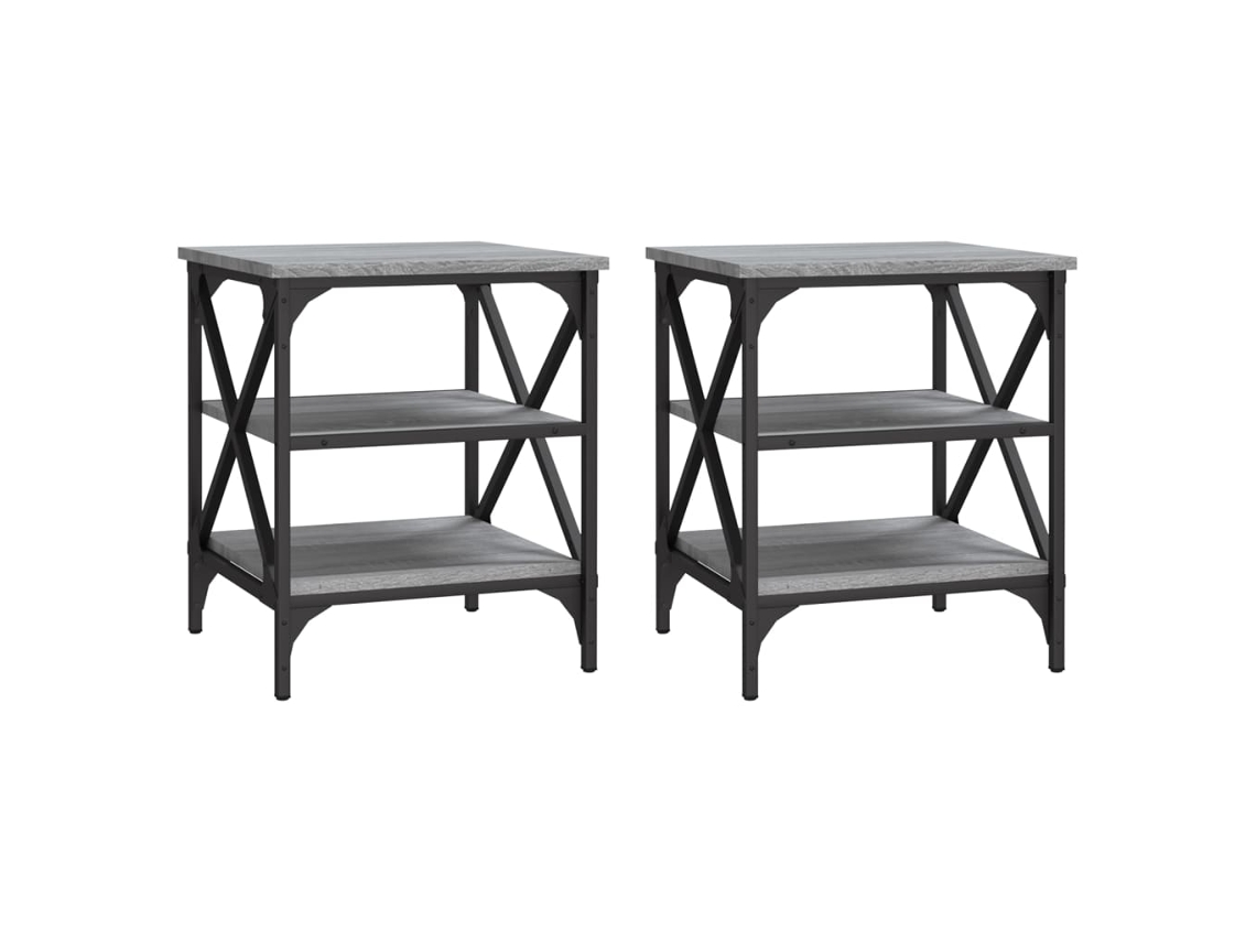 Conjunto de 2 Mesas de Apoio em Derivados de Madeira Cinza Sonoma (40x42x50 cm) MAISON EXCLUSIVE