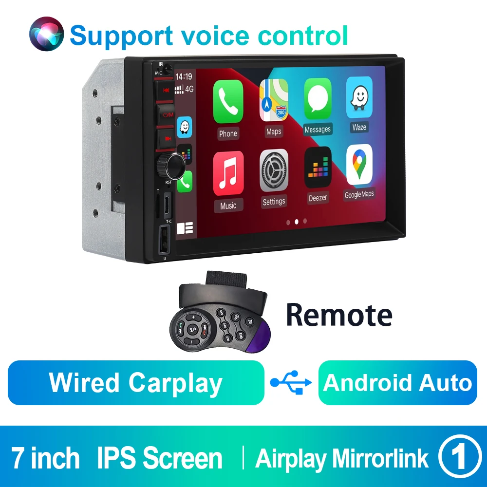 (carplay) Sistema Multimídia Automotivo 2din, Tela Ips De 7 Polegadas, Compatível Com Carplay E Android.