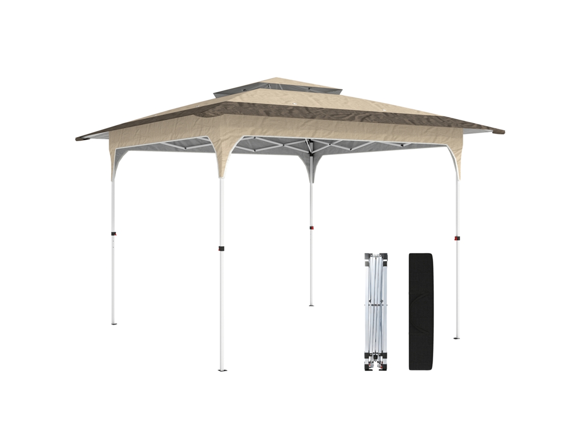 Tenda Dobrável 3.5x3.5 M, com 3 Níveis, Fechamento Central, Bolsa de Transporte, UPF50+ ESSÊNCIACASA