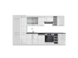 Cozinha Fame-Line, 355 cm, PT Antracite, branco brilhante/branco VICCO