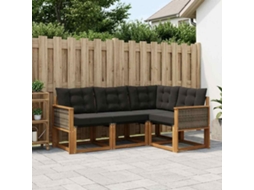 Vidaxl Conjunto De Sofás Para Exterior 4 Unid. Natural E Preto