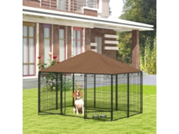 Canil externo para cães, aço e tecido Oxford, com telhado, resistente às intempéries