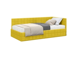 SYFAX™ Estrutura de Cama de Canto com Colchão 2 Pcs Amarelo Veludo