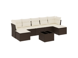 Maison Exclusive - 8 Pcs Conjunto Sofás De Jardim C/ Almofadões Vime Pe Castanho