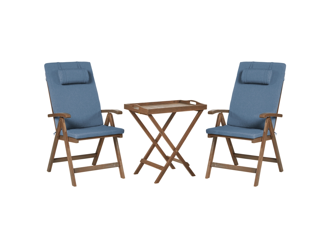 Conjunto Bistro Beliani Amantea Premium De Madeira De Acácia Azul 68x45x73