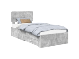 Conjunto de 2 Estruturas da Cama Cinzenta em Madeira Processada 90x190 cm MAISON EXCLUSIVE