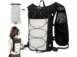 Mochila de hidratação feminina refletora, leve, ajustável e respirável, com 1 reservatório de água.