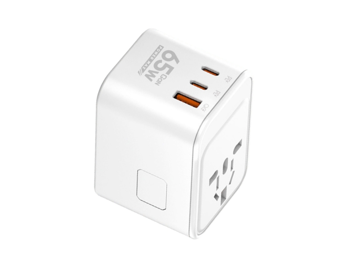 Adaptador De Viagem Multiregião De 45 W E 65 Com Carregamento Rápido Porta Usb Para Mais 300 Países