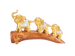 Ornamento de Elefante em Resina Dourado com Cristais Decorativo