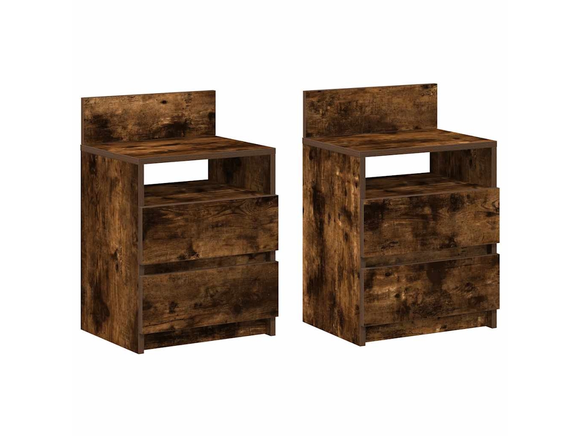 Mesas de Cabeceira 2 Pcs com 2 Gavetas 40x33x60 Cm Carvalho Fumado MAISON EXCLUSIVE
