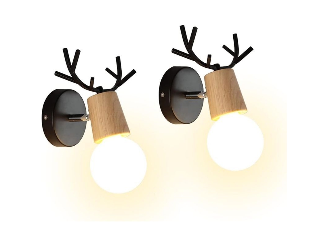 Luminárias de Parede Nova Line com Design Antler, Madeira e Metal | S/MARCA