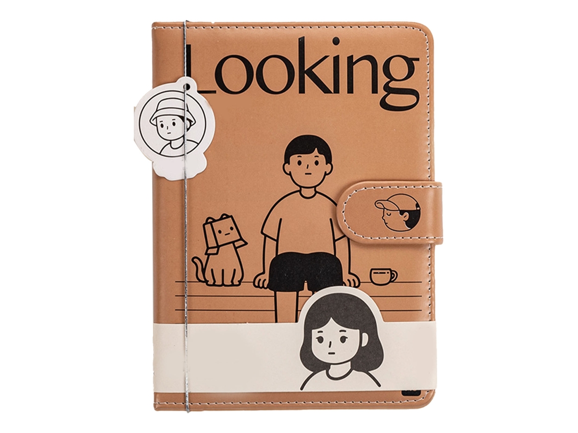 Caderno A5 Couro Pu Marrom Fivela Magnética para Mulheres e Meninas