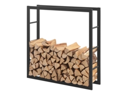 Suporte para lenha [EN.CASA] Täby em aço 100 x 25 x 100 cm preto