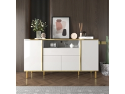 Comoda Brilhante Branca Com 1 Gaveta Para Quarto Sideboard Elegante 150x40x80cm Móvel Moderno De Armazenamento Mega Echo Trade Shop