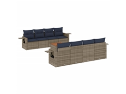 Conjunto de Sofá de Jardim, 9 Peças, Almofadas, Rattan Cinza MAISON EXCLUSIVE
