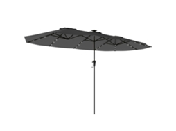 Chapéu de sol duplo com 36 luzes LED solares, 4x2m, manivela, UPF50+, cinza escuro | S/MARCA